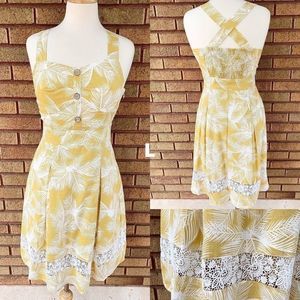 Tropical Dress with Lace Detail